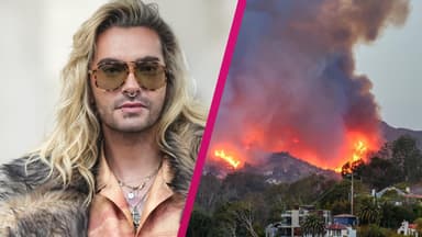 Collage Bill Kaulitz und LA Feuer