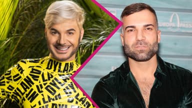Collage Sam Dylan und Rafi Rachel mit pinken Blitz