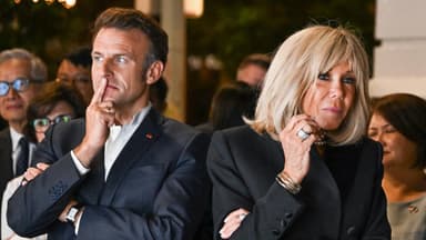Emmanuel & Brigitte Macron wenden sich voneinander ab