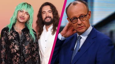 Collage Bill und Tom Kaulitz und Friedrich Merz