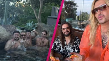Jannik Kontalis neben Bill Kaulitz im Pool, Tom Kaulitz mit Bill Kaulitz