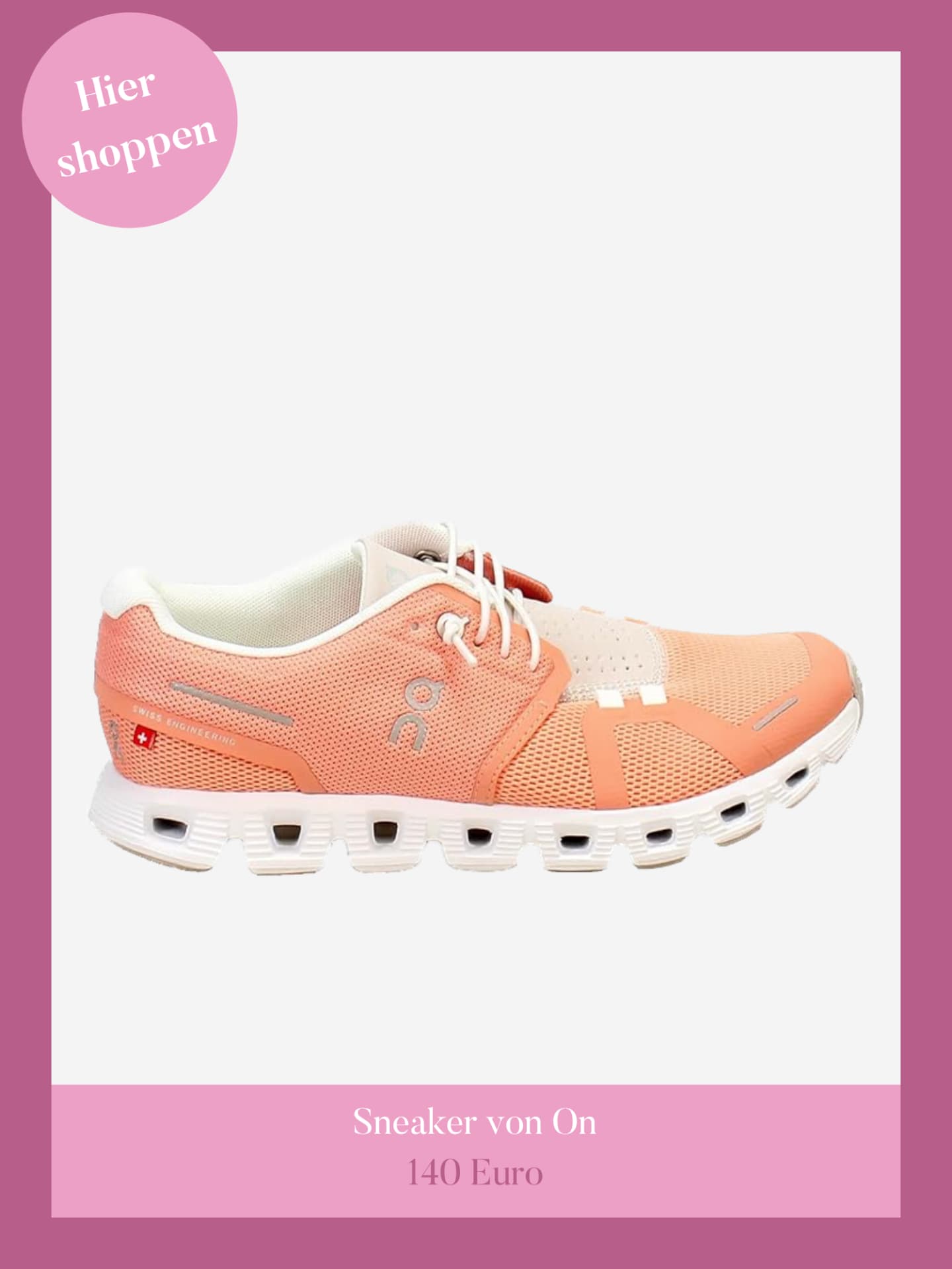 Pfirsichfarbene Sneaker von On.