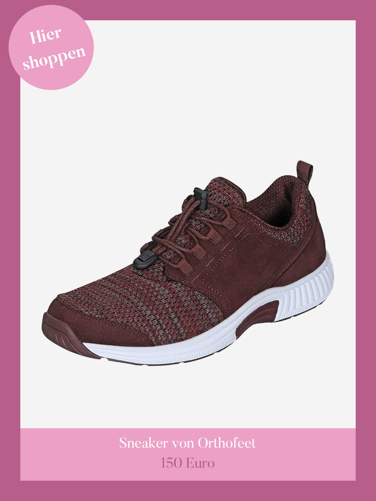 Sneaker von Orthofeet in Bordeaux.