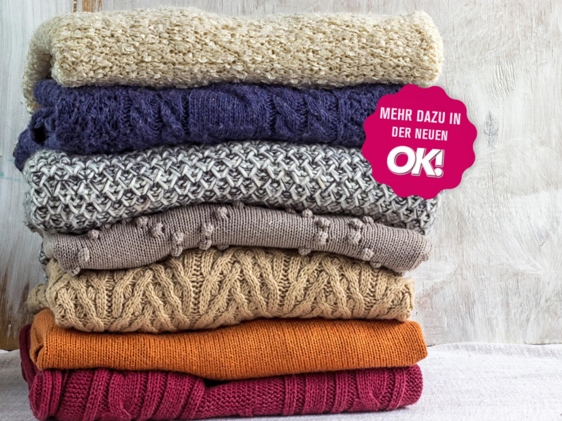 Wolle pflegen Stapel Wollpullover