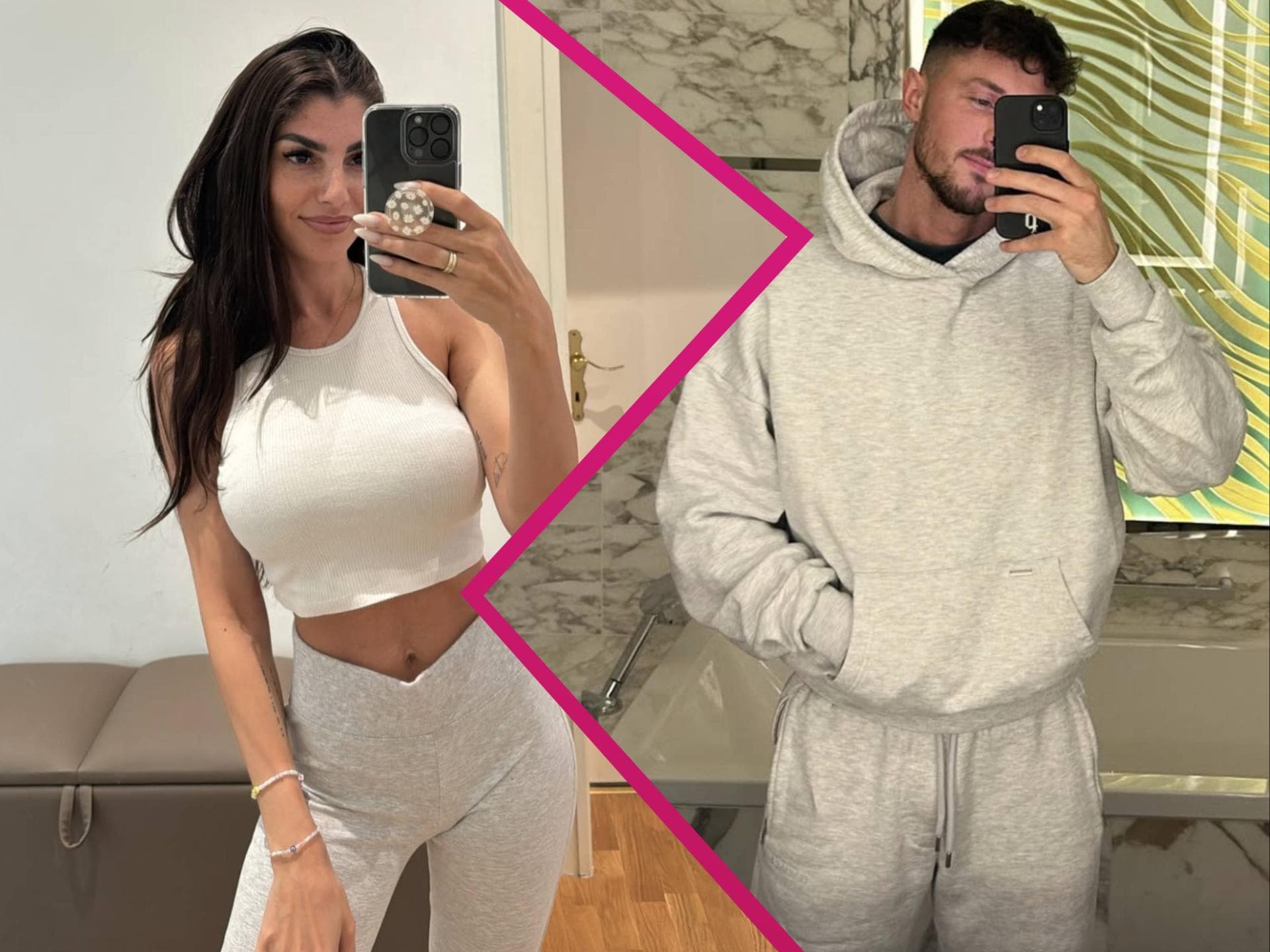 Yeliz Koc und Jannik Kontalis machen Selfies