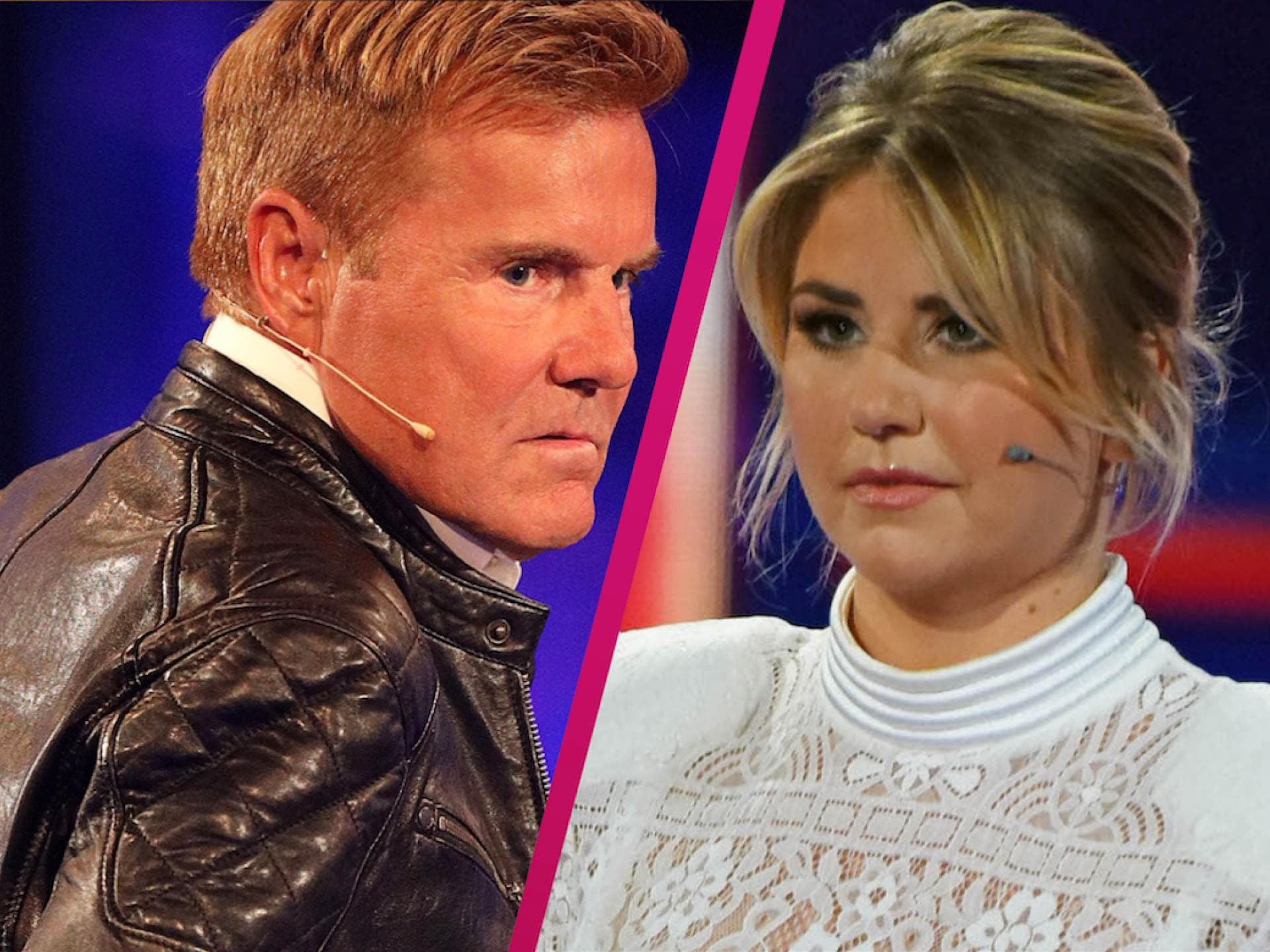 Collage Dieter Bohlen und Beatrice Egli gucken ernst