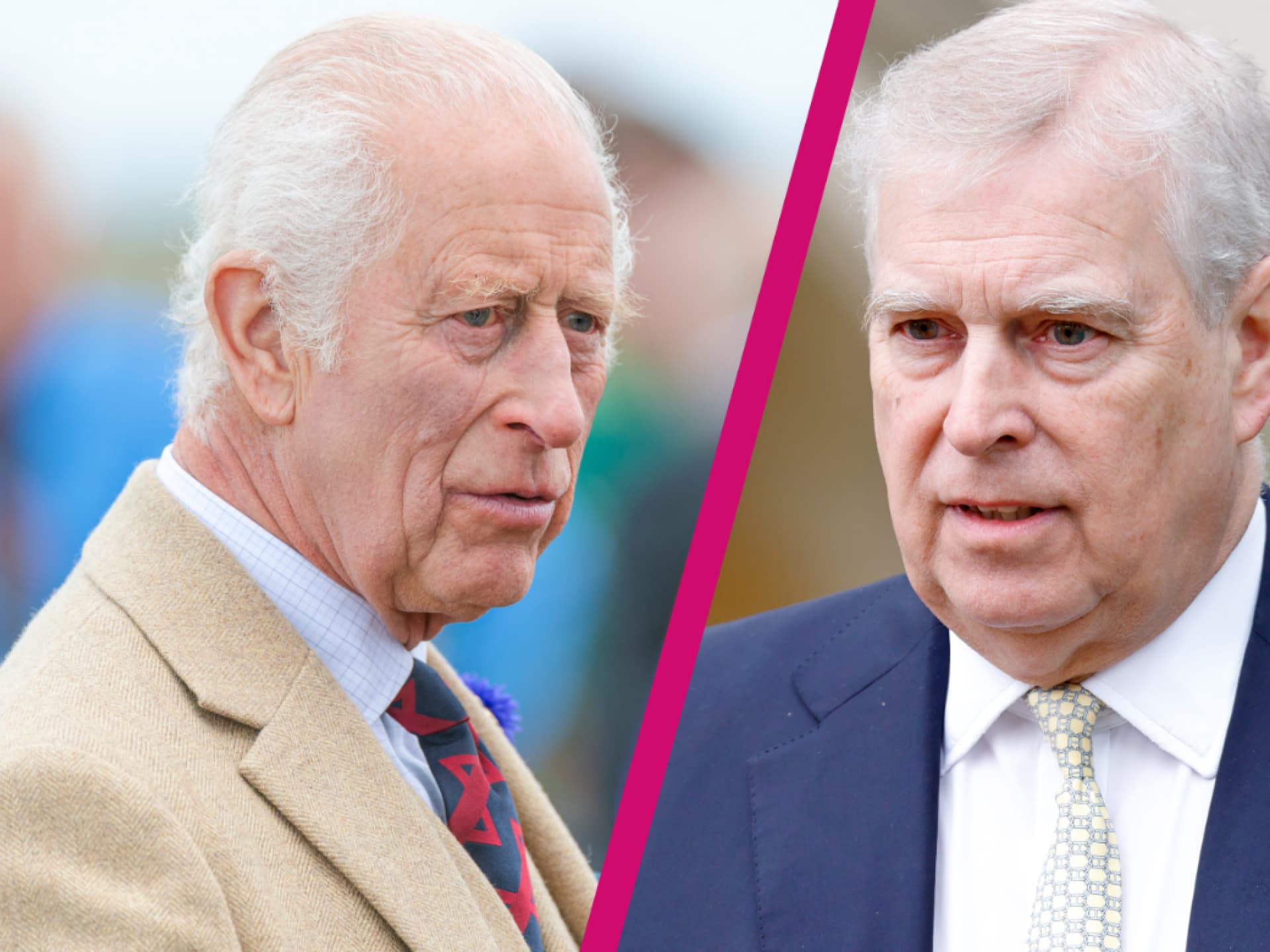 König Charles lll. und Prinz Andrew mit Riss