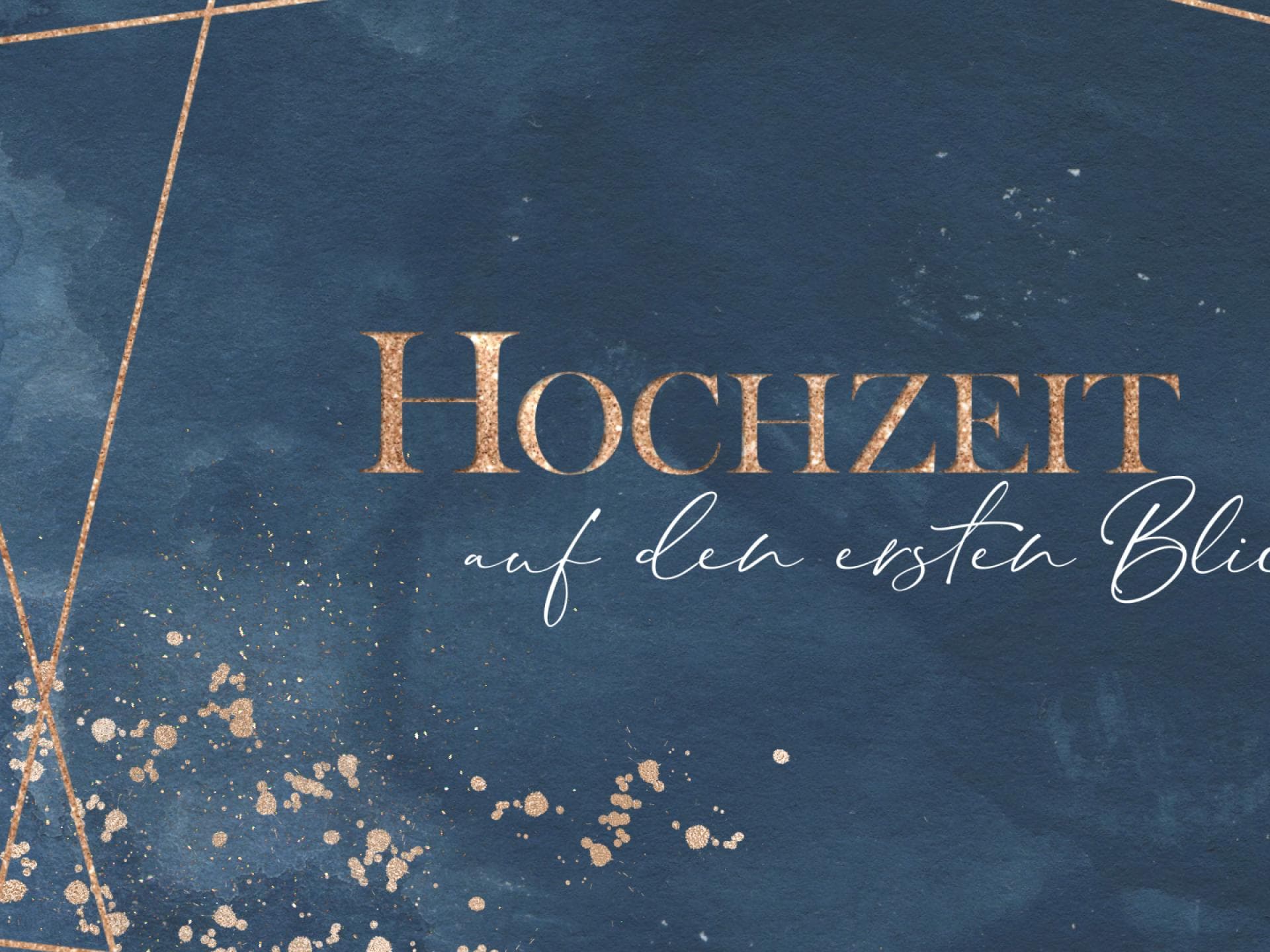 Das "Hochzeit auf den ersten Blick"-Logo vor blauem Hintergrund