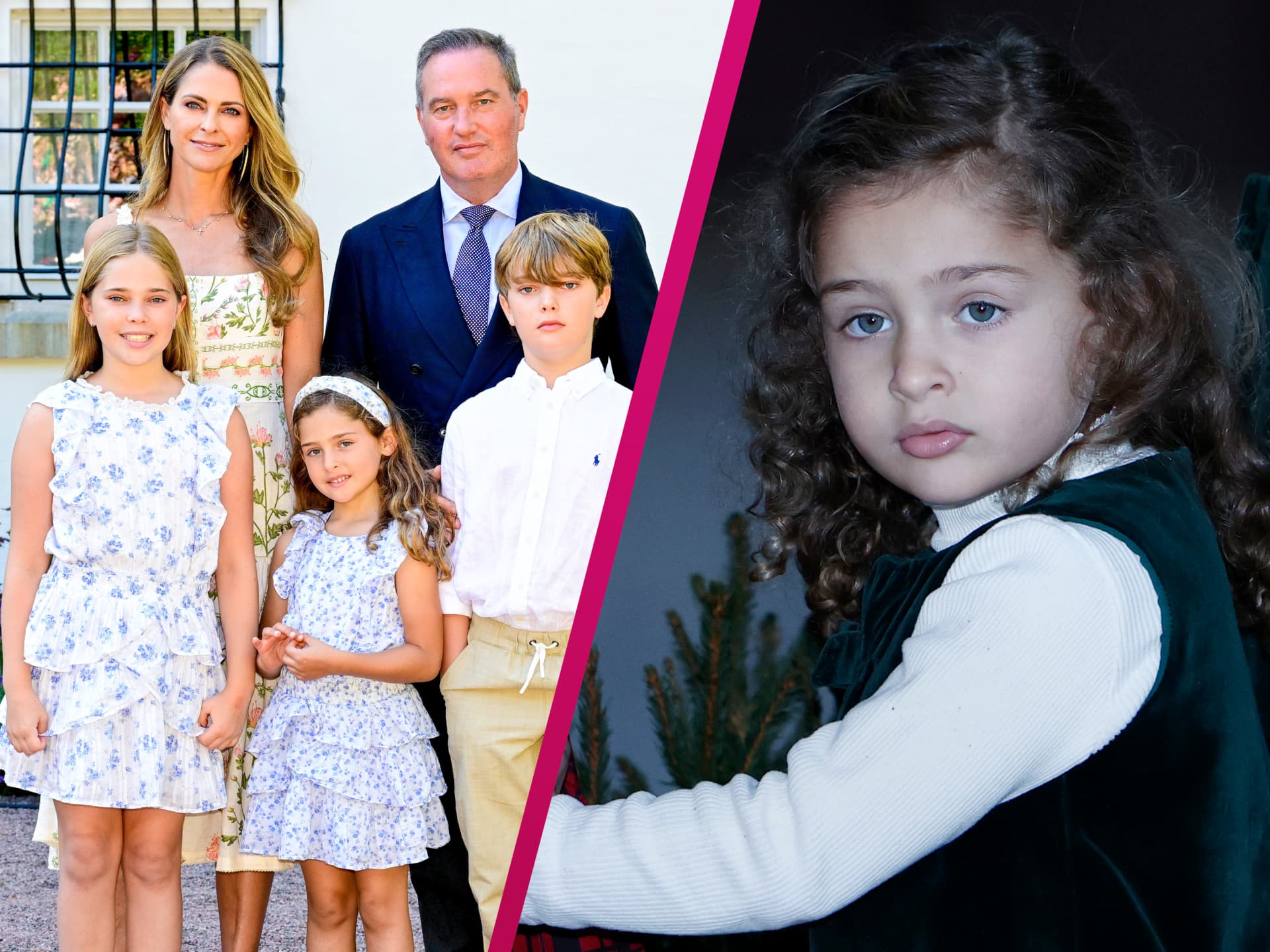 Familienfoto 2024 mit Madeleine von Schweden, Chris O'Neill und den Kindern Leonore, Nicolas und Adrienne