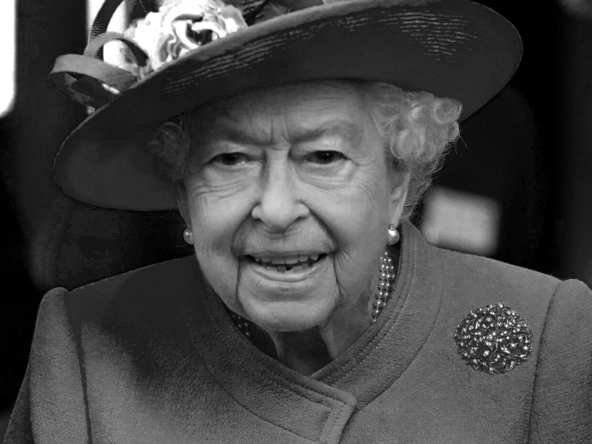 Queen Elizabeth II. in Schwarz-Weiß